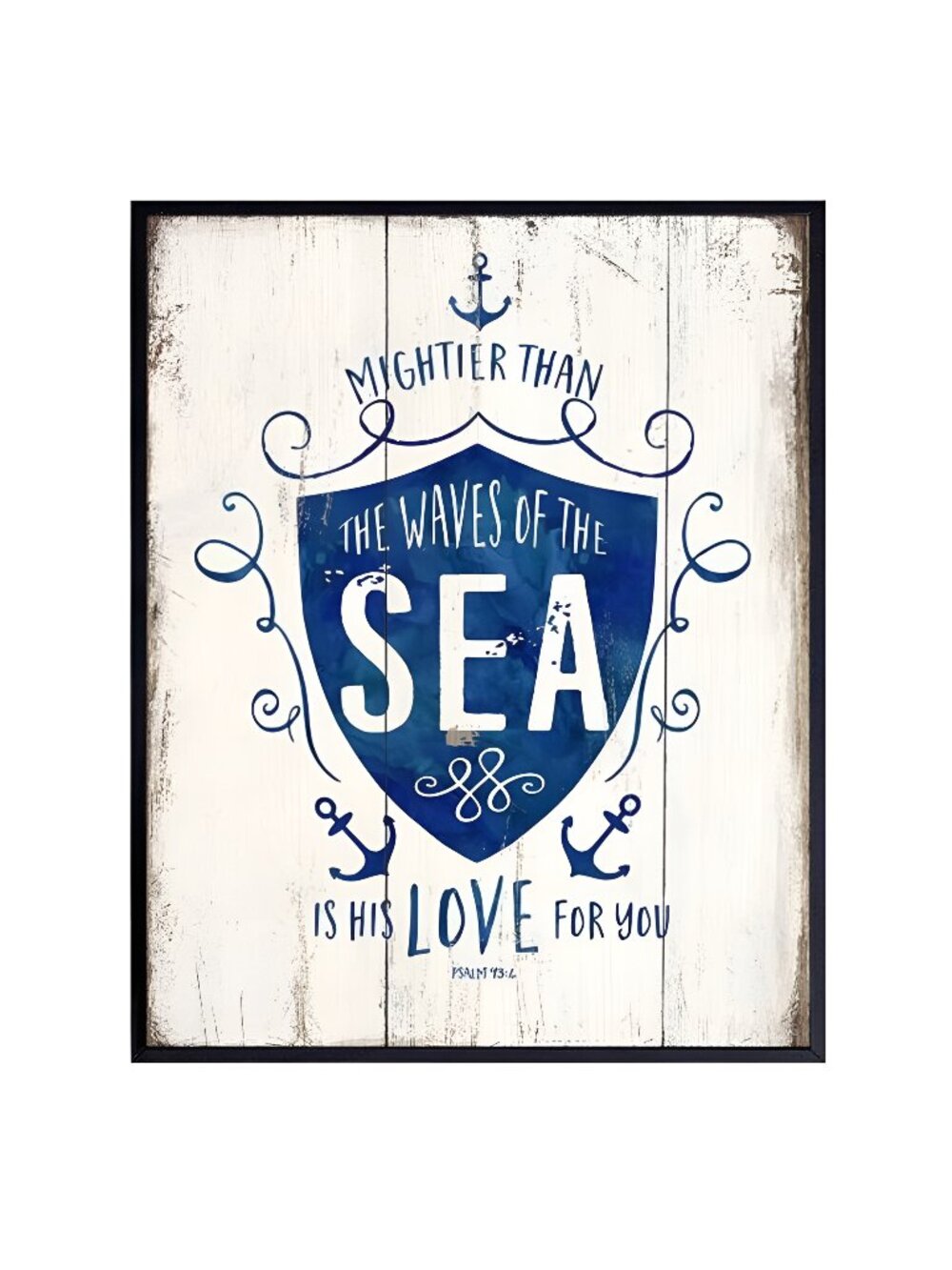 Mightier Than the Waves Religious Scripture Wall Decor - Nautical Beach House